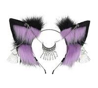 JOERBABU Diadema con forma de oreja de zorros de dibujos animados con cadena para la frente, decoración para el pelo, para fiestas de disfraces, para adolescentes y adultos