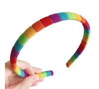 JOERBABU Diadema de felpa para mujer, para otoño e invierno, arco iris, colorido, a rayas, elástica, para festivales, fiestas, lavado facial, tocado