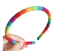 JOERBABU Diadema de felpa para mujer, para otoño e invierno, arco iris, colorido, a rayas, elástica, para festivales, fiestas, lavado facial, tocado