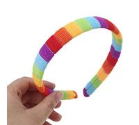 JOERBABU Diadema de felpa para mujer, para otoño e invierno, arco iris, colorido, a rayas, elástica, para festivales, fiestas, lavado facial, tocado