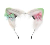 JOERBABU Diadema, diadema étnica con forma de orejas de gato con lazo pequeño, decoración para el pelo para adultos, diadema de fiesta en vivo