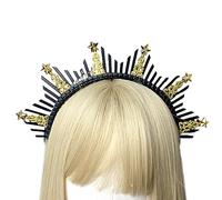 JOERBABU Diadema oscura, tiaras de novia, estrella, princesa, diadema para el pelo, tiaras con pinchos