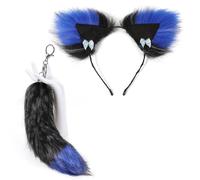 JOERBABU Diadema para el pelo, llavero con dije de cola de felpa y aro para el pelo, llavero con colgante de cola de animal, llavero para bolso, bolso y colgante