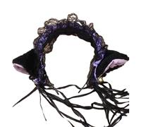 JOERBABU Diadema plisada de encaje con forma de oreja de gato, varios colores, para Halloween, tomar fotos, carnaval, fiesta