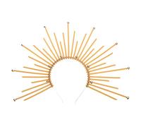 JOERBABU Diadema redonda de cinco puntas con cabeza de estrella y hebilla, divertida y exagerada, coronas doradas, Halloween, vestido de bruja, accesorios para el cabello