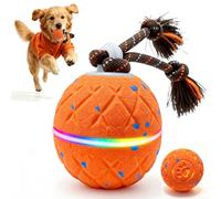 JOETIEW Pelota de juguete interactiva inteligente para perros, juguetes de enriquecimiento para perros, bola de chirping de pájaros, material E-TPU, juguete eléctrico automático para perros con cuerda
