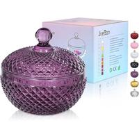 Joeyan 350ml frascos pequeños de vidrio Morado oscuro para dulces con tapa,platos de cristal grabados para caramelos,nueces,chocolate,galletas,frasco decorativo para bodas,buffet hogar fiesta