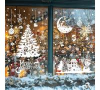 Joeyan 9 Hojas Pegatinas Navidad Ventanas,202 PCS PVC Vinilos Natal Reutilizable de Doble Cara,Autocolantes Adornos Escaparate,Sticker Copos de Nieve Blanco para Casa,Escaparate,Hogar,Puertas,Tiendas