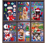Joeyan 9 Hojas Pegatinas Navidad Ventanas Cristal,171 PCS Perro Vinilos Natal Reutilizable de Doble Cara,Autocolantes Cachorros Adornos Escaparate,Stickers para Interior Casa,Escaparate,Hogar,Puertas