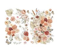 Joeyan BOHO Bouquets Pegatinas Transferencias para Frotar Sobre Muebles y Manualidades, 43x30cmx2, Calcomanías para el Hogar para Hacer tú Mismo Sobre Madera Vidrio Metal Porcelana Papel Plástico