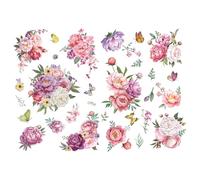 Joeyan Rub On Transfers y Calcomanías para Muebles y Manualidades,2 Hojas de 43x30cm,Patrones de Decoración DIY de Rosa Peonías Utilizados en Madera, Vidrio, Metal, Lienzo, Porcelana, Papel y Plástico