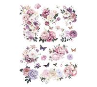 Joeyan Rub On Transfers y Calcomanías para Muebles y Manualidades, 2 Hojas de 43x30cm, pegatinas aesthetic Peonías, Decoración DIY Utilizados en Madera Vidrio Metal Lienzo Porcelana Papel Plástico