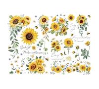 Joeyan Transferencias y Adhesivos para Muebles y Manualidades, Decoración DIY Patrones Girasoles y Abejas Utilizados en Madera Vidrio Metal Lienzo Porcelana Papel y Plástico, 2 Diseños 30 * 43cm