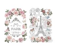 Joeyan Transfers para Muebles, 2 Piezas Grandes 42x30cm Pegatinas de Transferencia de Flores para Manualidades y Decoración DIY en Madera Vidrio Metal Lienzo Porcelana Papel Plástico, Rosa de París