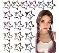 Joez Wonderful 18 pinzas de pelo de estrella, pinzas de metal de 3 cm, bonitos pasadores de pelo de estrella, accesorios antideslizantes para el cabello para mujeres (6 estilos)