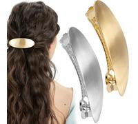Joez Wonderful 2 pasadores de pelo francés, pinzas ovaladas doradas de 3 pulgadas, pasadores grandes de metal para mujer, accesorios formales vintage para el cabello para bodas, bailes, cabello largo,