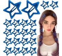 Joez Wonderful 20 pinzas de pelo con broche de estrella, 3,20 x 3,20 cm, metal azul oscuro, lindas, antideslizantes, Y2k 2000, accesorios para el cabello de estrella de moda para mujer