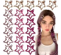Joez Wonderful 20 pinzas de pelo de estrella de leopardo, 1.18 pulgadas, pinzas de metal para el pelo, bonitas pinzas de estrella, accesorios antideslizantes para el cabello para mujeres (4 estilos)