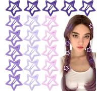 Joez Wonderful 20 pinzas de pelo de estrella, pinzas de metal de 3 cm, bonitos pasadores de pelo de estrella, accesorios antideslizantes para el cabello para mujeres (morado degradado)