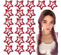 Joez Wonderful 20 pinzas de pelo de estrella, pinzas de metal de 3 cm, bonitos pasadores de pelo de estrella, accesorios antideslizantes para el cabello para mujeres (rojo)