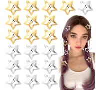 Joez Wonderful 20 pinzas de pelo de estrella, pinzas de metal de 3 cm, bonitos pasadores de pelo de estrella, accesorios antideslizantes para el cabello para mujer (dorado, plateado)