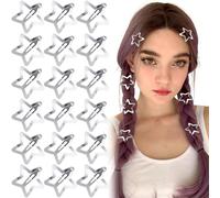 Joez Wonderful 20 pinzas de pelo de estrella plateada, pinzas de metal de 3 cm, bonitos pasadores de pelo de estrella, accesorios antideslizantes para el cabello para mujeres y niñas