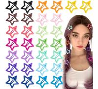 Joez Wonderful 30 pinzas para el pelo de estrella multicolor, 1.18 pulgadas, pinzas de metal para el pelo, bonitas pinzas de estrella para el pelo, accesorios antideslizantes para el cabello para