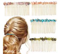 Joez Wonderful 4 peines para el cabello para mujer, accesorios de cristal colorido, peines laterales de hiar con joyas para mujeres y niñas