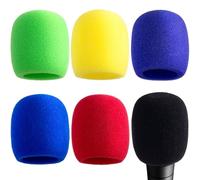 Joez Wonderful 6 fundas para micrófono, espuma colorida para micrófono de karaoke, fundas gruesas de alta densidad para micrófono de mano estándar (negro, rojo, verde, amarillo, azul y morado)