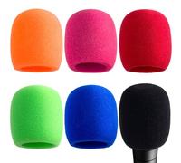Joez Wonderful 6 fundas para micrófono, espuma colorida para micrófono de karaoke, fundas gruesas de alta densidad para micrófono de mano estándar (negro, rojo, verde, naranja, azul y rosa)