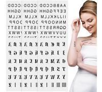 Joez Wonderful 6 Hojas De Tatuajes Temporales De Letras, Pegatinas Impermeables, Pegatinas De Letras Del Alfabeto Surtidas, Pegatinas Negras Para Tatuajes Temporales Para Adultos, Hombres, Mujeres,