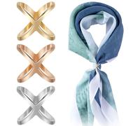 Joez Wonderful Anillos para bufanda, clips para bufanda, hebilla deslizante de bufanda dorada y plateada, hebillas de seda en forma de X para mujer, L, Metal