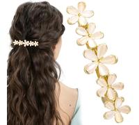Joez Wonderful Horquillas para el pelo con diseño de flor de ópalo, pasadores dorados brillantes para el pelo, clip vintage elegante, accesorios decorativos para el cabello para mujeres, bodas,