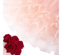 Joez Wonderful Papel de regalo de flores de 4.37 yardas, borde perlado, papel de regalo de ramo rosa, papel de malla de envoltura floral para San Valentín, suministros de floristería, embalaje de
