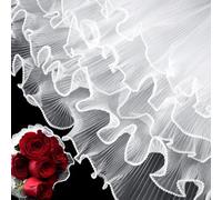 Joez Wonderful Papel de regalo para ramo de flores con perlas, 3 unidades, 4 metros de largo, malla de flores, papel de regalo, color blanco