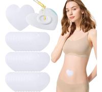 Joez Wonderful Paquete de 50 parches desechables de aceite de ricino, parches de ombligo altamente absorbentes, almohadillas autoadhesivas de aceite de ricino, fundas de algodón orgánico, corazón
