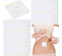 Joez Wonderful Paquete de 50 unidades desechables de aceite de ricino, parches de ombligo altamente absorbentes, almohadillas autoadhesivas de aceite de ricino, fundas de algodón orgánico (blanco)