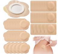 Joez Wonderful Paquete de 50 unidades desechables de aceite de ricino, parches de ombligo, parches autoadhesivos de aceite de ricino, telas no tejidas, fundas cuadradas y florales