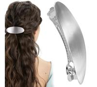Joez Wonderful Pasadores de pelo francés, pinzas ovaladas plateadas de 3 pulgadas, pasador grande de metal para mujer, accesorios formales vintage para el cabello para bodas, bailes, cabello largo,