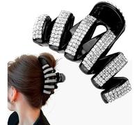 Joez Wonderful Pinzas grandes para el pelo con diamantes de imitación, pinzas de cristal para cabello grueso, pinza de pelo de moda, accesorios para el cabello para mujeres (negro)