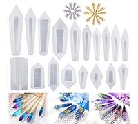 Jofamy - Juego de 10 moldes de silicona transparentes para moldes de resina con 100 piezas de pinzas de ojos, 5 agitadores de plástico, taladro de mano, polvo de purpurina y dedo.