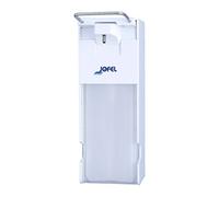 Jofel - AC14000, Dosificador de Codo de Jabón Rellenable, Plástico, 1 L, Con Botella Vacía Rellenable, Fabricado en ABS, Blanco