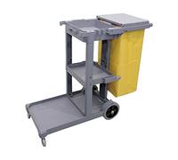 Jofel - AZ16000, Carro De Servicio Eco Con Saco, Carrito de Limpieza, 1 Bandeja Grande y 2 Pequeñas, Bolsa Grande de 82 Lts, Multifuncional para Todo Tipo de Servicios de Limpieza