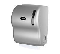 Jofel - Dispensador de Papel Bobina en Continuo, Diámetro MAX. 210mm, Servicios Pre-Cortados de 27cm, sin Palanca, Máxima Higiene y Ahorro, Fabricado en ABS Silver, AG56300