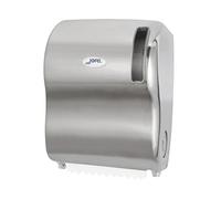Jofel - Dispensador de Papel Bobina en Continuo, Diametro max. 210mm, Servicios Pre-Cortados de 27cm, sin Palanca, Máxima Higiene y Ahorro, Carcasa de Acero Resistente, Inoxidable Brillo G59500