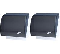 Jofel - Dispensador de Papel de Manos, Toallas Faciales, Dispensador de Papel Secamanos de Pared, Combi: 400 Toallitas Zig-Zag o Bobina de 90 MTS Carcasa ABS, Azur AH46000, San Fumé (Paquete de 2)