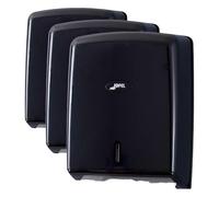 Jofel - Dispensador de Papel de Manos, Toallas Faciales, Dispensador de Papel Secamanos de Pared, hasta 600 Toallitas Zig-Zag, Higiénico, Carcasa ABS, Valor AH37600, Negro (Paquete de 3)