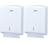 Jofel - Dispensador de Papel de Manos, Toallas Faciales, Dispensador de Papel Secamanos de Pared, hasta 600 Toallitas Zig-Zag, Higiénico, Carcasa ABS de Alta Resistencia, Azur AH33000, Blanco