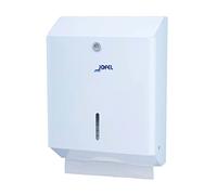 Jofel - Dispensador de Papel de Manos, Toallas Faciales, Dispensador de Papel Secamanos de Pared, hasta 600 Toallitas Zig-Zag, Antivandálico, Chapa de Acero Electrocincada, Clásica AH20000, Blanco