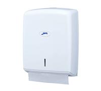 Jofel Dispensador de papel de manos AH37000 – Pared, carcasa ABS, hasta 600 toallitas Zig-Zag, Blanco